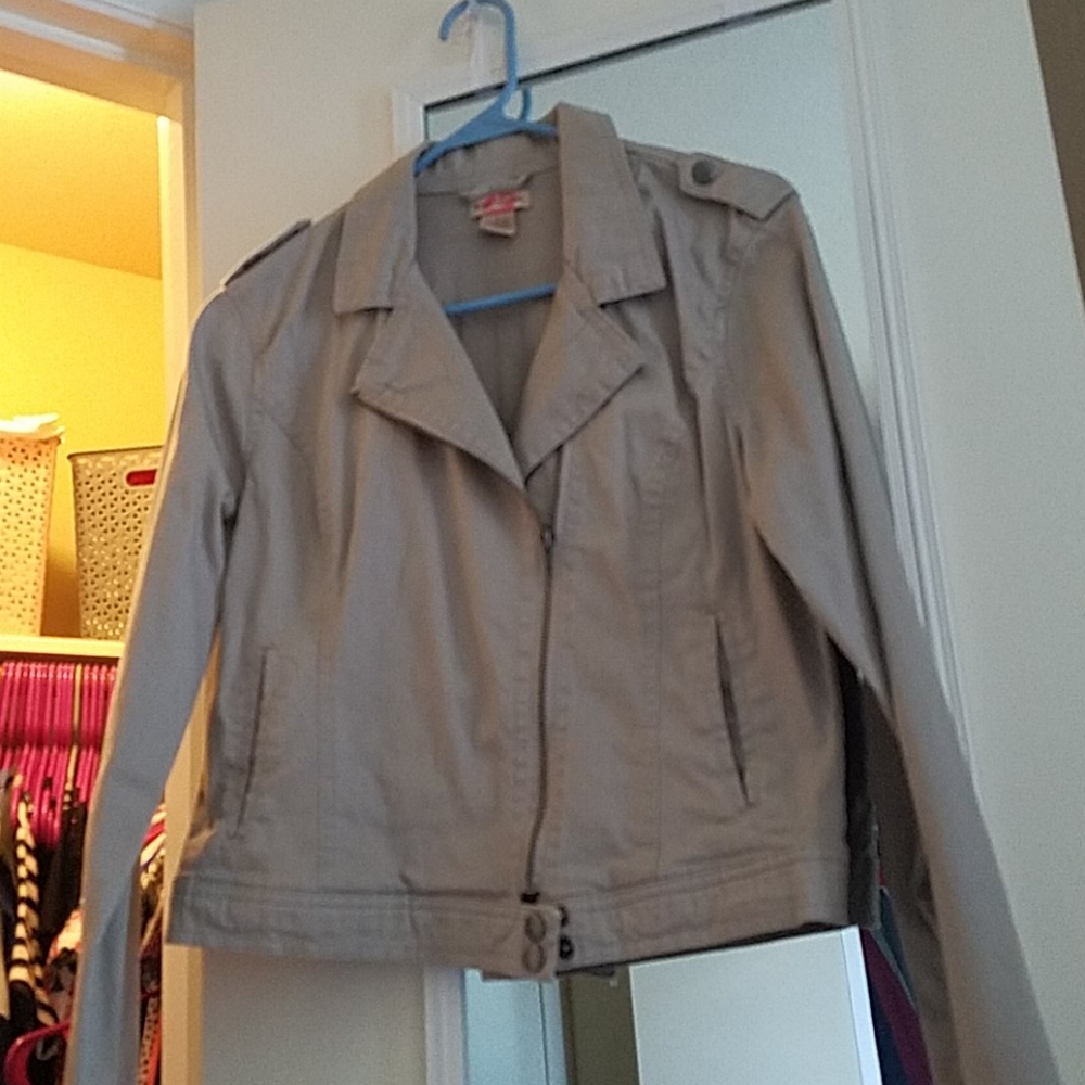 NWOT Taupe Canvas Moto Jacket